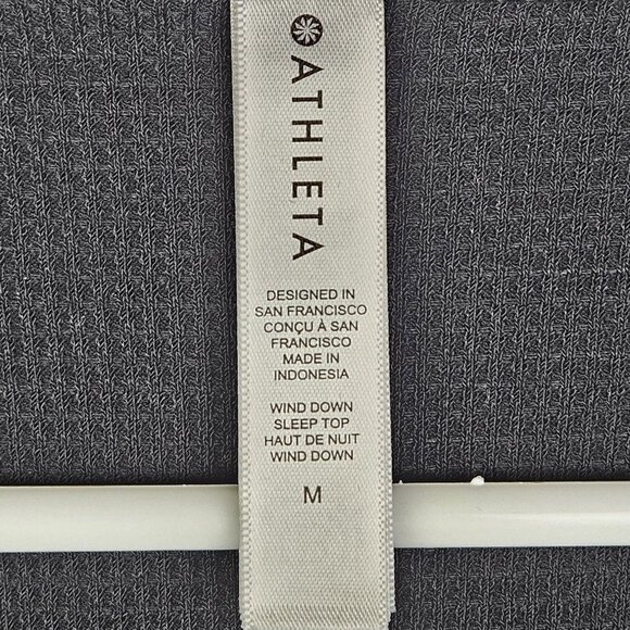 Athleta Wind Down Black‎ Henley Style Long Sleeve Top Waffle Knit Size Medium - Picture 8 of 9